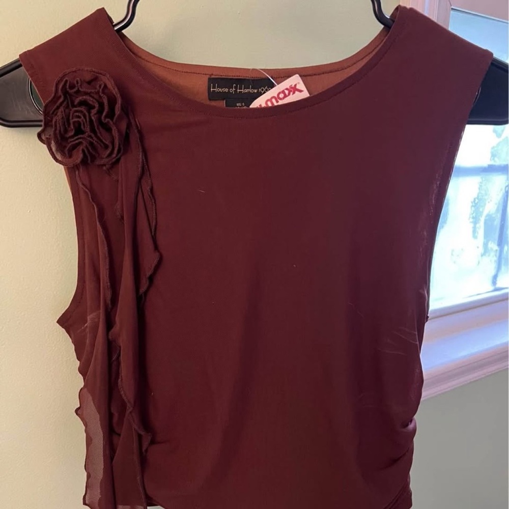 House of Harlow 1960 Brown Skirt Set & Tank Top with Floral Detail